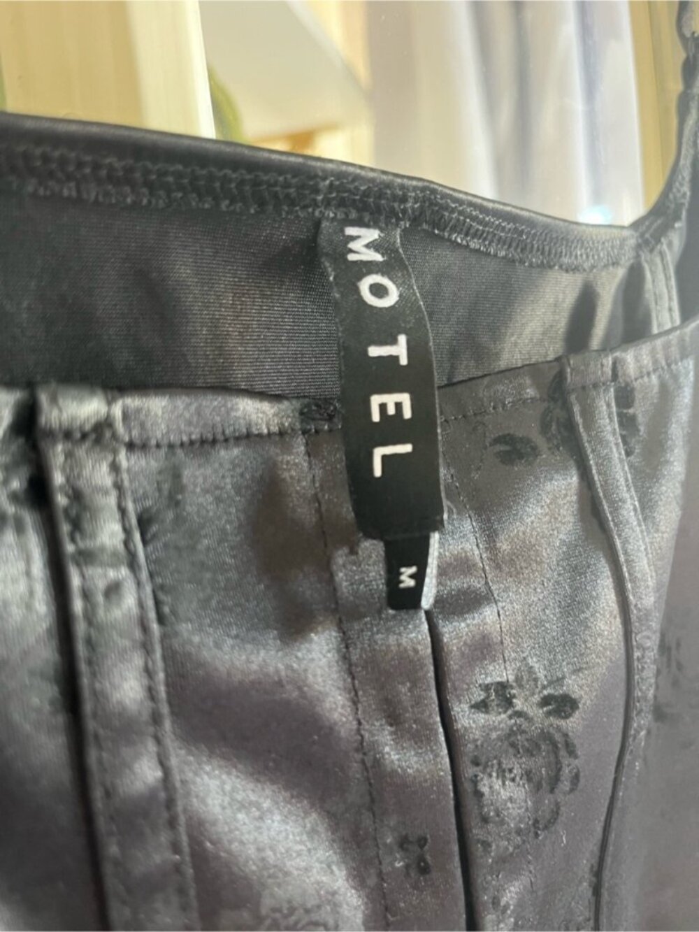 Black Satin Corset Crop Top - Picture 3 of 3